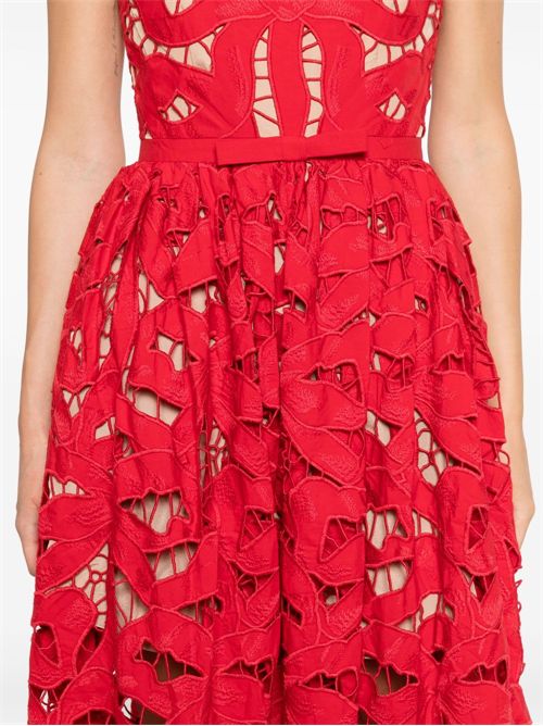 Midi Dress with Bow SELF PORTRAIT | PF25013MRED